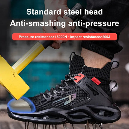 Luminous Steel Toe Boots For Men Non-slip Work Boots Indestructible Shoes Kitchen Restaurant Safety Boots Male Footwear 36-48-KarWorkwear