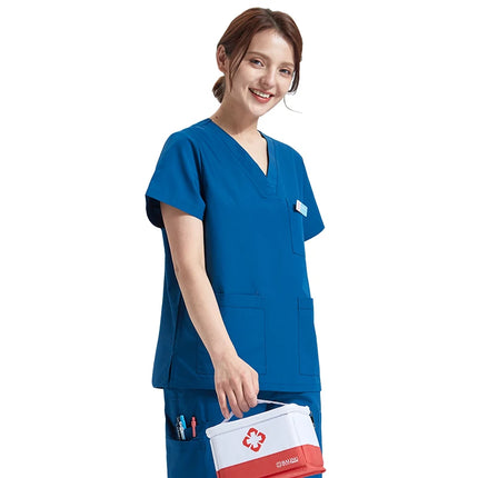 Ultra Light Scrub Set Medical Nurse Uniform for Women Men Hospital Doctor Workwear Poplin Fabric Veterinary Surgical Outfit 8020-KarWorkwear