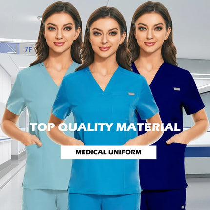 Hospital Overall Scrub Tops Women Dentist Working Uniform Nurse Scrub Uniformes Hospital Workwear Beauty Salon Pharmacy Clothes-KarWorkwear