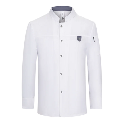 grey Chef uniform Long Sleeve chef jacket Cook Coat Chef T-shirt Baker Work Uniform Waiter Restaurant Hotel Clothes women Logo-KarWorkwear