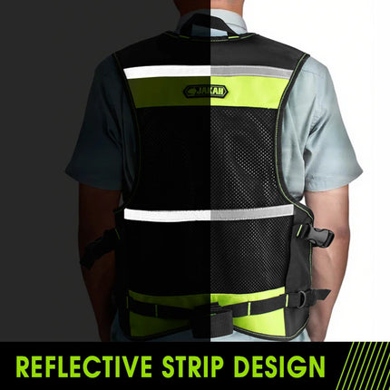 Workwear Allround Work Tool Vest Safety Vest with Multi-pockets and Zipper Heavy Duty Tool Vest for Electricians