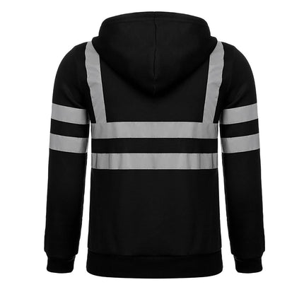 Man Sweatshirt Fashion High Visibility Mens Road Work Jacket Men'S Reflective Strip Hoodies Color Block Long Sleeve Work Coat