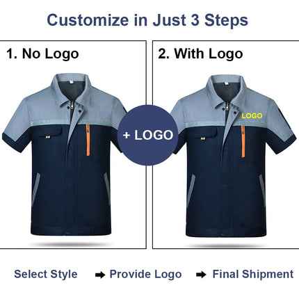 Mens Factory Work Shirt Uniform Long Sleeve Turn-Down Collar Workwear Motor Mechanic Repair Workshop Two-pocket T-shirts Tops-KarWorkwear