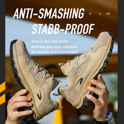 Latest 2023 Steel Toe Cap Climbing Shoes Indestructible Anti Nail Safety Work Shoes Anti Smashing Male Footwear Boots-KarWorkwear