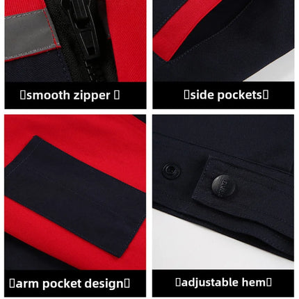 Reflective strip workwear set factory uniform long sleeved wear-resistant thick welding auto repair labor protection suit