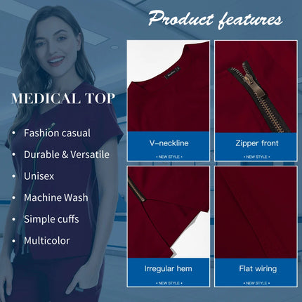 Dental Hospital Medical Scrubs Tops Women V-Neck Surgical Nurse Uniforms Blouse Pet Veterinary Scrubs Workwear Wholesale Prices-KarWorkwear