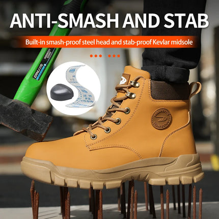Men Protective Boots Steel Toe Shoes Anti-smash Anti-puncture Work Boots Safety Shoes Indestructible Winter Boots Waterproof-KarWorkwear