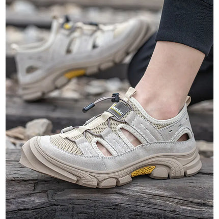 Safety Shoes Men Summer Breathable Work Sandals Men Anti-smash Anti-puncture Indestructible Shoes Work Sneakers Protective Shoes-KarWorkwear