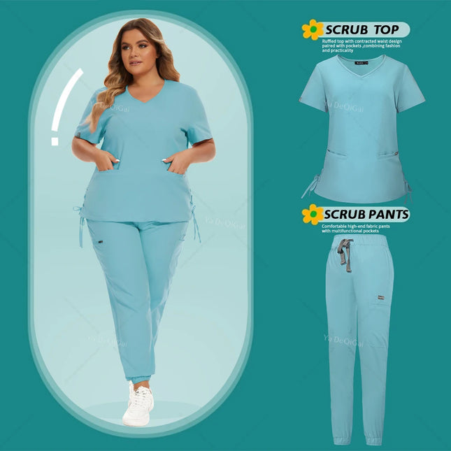 Nurse Uniform Medical Uniforms Nursing Scrubs Set Hospital Doctor Workwear Surgery Suit Spa Top Pants Clinical Dentist Work Wear-KarWorkwear