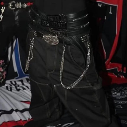 MIJKO Black Original Cow Jeans Wood Trousers Bright Line Design Comfortable Fit Workwear Casual Pants ZJ118