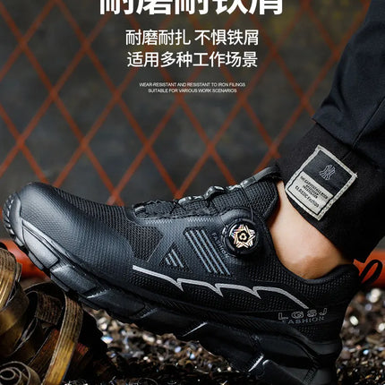 Rotating Button Men Shoes Security Sneakers Steel Toe Shoes Puncture-Proof work Shoes Anti-smash Sport Safety Shoes Protective-KarWorkwear