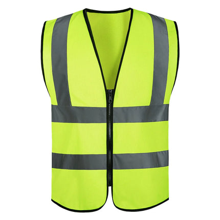 Four zipper style,Reflective vest, construction site, environmental sanitation, traffic, yellow reflective vest, multiple pocket