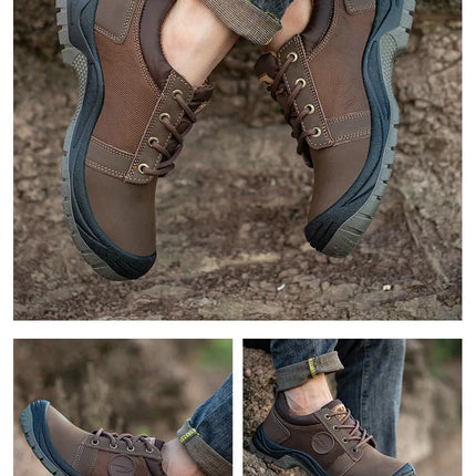 Safety shoes men's leather welding shoes anti-smashing, anti-puncture, non-slip sports Steel toe soft work boots for women-KarWorkwear