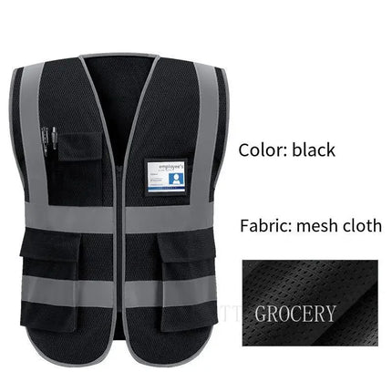 High Brightness Strip Safety protective clothing Breathable Workwear Multi Pocket Protective Clothing Safety For Night Running B