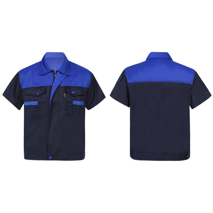 Men Women Short Sleeve Work Coat Workshop Shirts Motor Mechanic Uniform with Two-pocket T-shirts Man Workshop Overalls Top-KarWorkwear