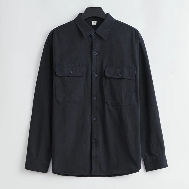 Workwear Shirts for Men 2025 Spring and Autumn New 100% Cotton Long-Sleeve Blouse Vintage Pockets Basic Men's Clothing Jacket