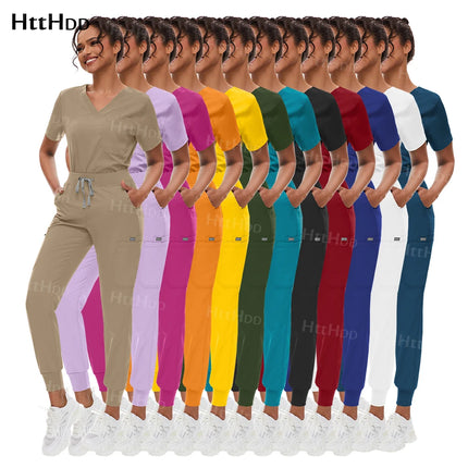 Scrub Sets Uniform Women Joggers Hospital Accessories Medical Surgical Gown Pharmacy Healthcare Work Wear Unisex Mens Scrub Soft-KarWorkwear