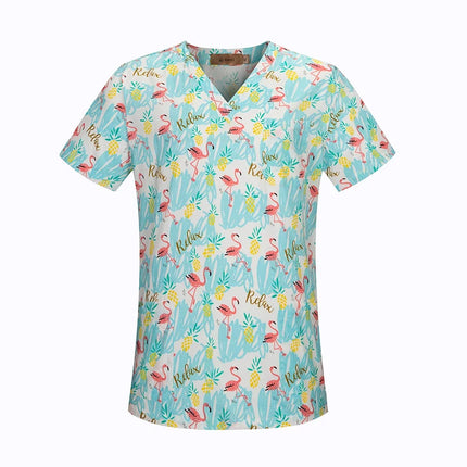viaoli Cotton Cartoon print spa uniform beauty salon Pet shop uniform Fashion Slim Fit top scrub clothes women scrubs lab coat-KarWorkwear
