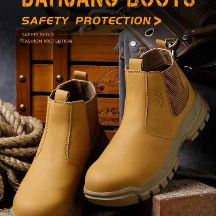 Waterproof Safety Wrok Boots For Men Steel Toe Cap Lightweight Indestructible Industry Chelsea Boots Puncture-Proof Footwear-KarWorkwear