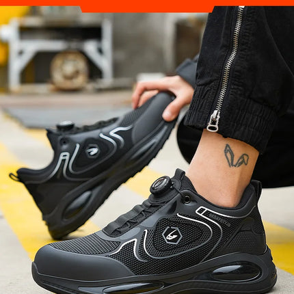 Work Security-Protection Boots for Men Women Lightweight Work Sneakers Breathable Steel Toe Shoes Rotating Button Safety Shoes-KarWorkwear