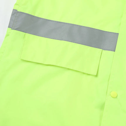 Adult Solid Color Raincoat Long Sleeve Hooded Reflective Stripe Jacket Traffic Office/Firefighter Work Uniform Emergency Poncho-KarWorkwear