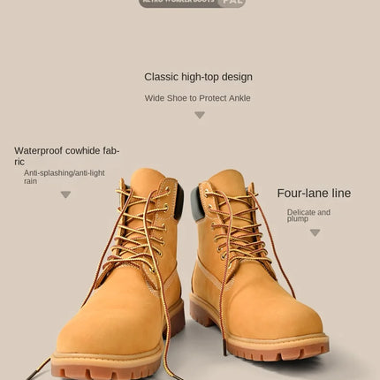 Boots Men High Top Boots High Quality Women Leather Shoes Fashion Outdoor Sneakers Men Lace Up Non-Slip Ankle Boots for Couple