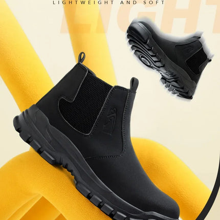 Waterproof Safety Wrok Boots For Men Steel Toe Cap Lightweight Indestructible Industry Chelsea Boots Puncture-Proof Footwear-KarWorkwear