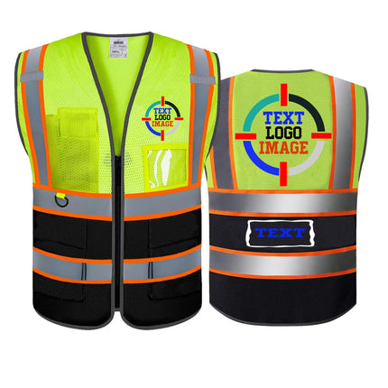 Mesh Safety Vest Customized Your Text Logo Reflective Motocycle Vest Hi Visibility Construction Work Uniform Security ANSI