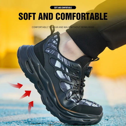 2025 Rotating button Safety Shoes Men Anti smashing Anti piercing Work Shoes Men Steel Toe shoes Non-slip Indestructible shoes