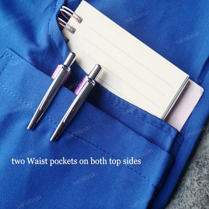 Short Sleeve Scrubs Set Surgical Clothes Nurse Nursing Uniforms Women V-neck Pocket Workwear Dentist Medical Uniforms Tops Pants-KarWorkwear