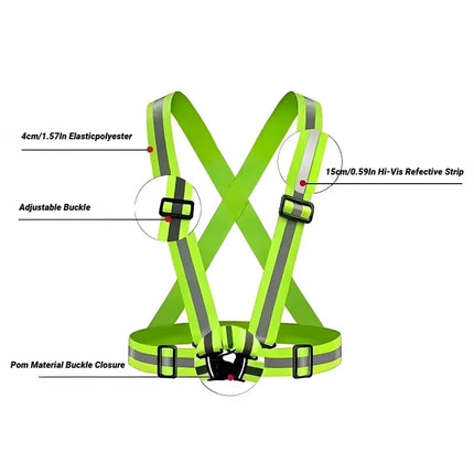 Reflective Safety Vests Lightweight Adjustable Elastic Vest Jacket Hi Vis Reflective Strips for Traffic Control Running Cycling