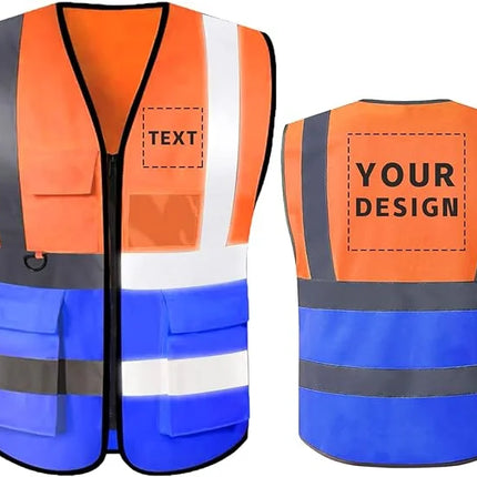 Custom Your Text Logo Reflective Safety Vest Construction Work Traffic Vest Railway Coal Miners Uniform Security ANSI Class 2-KarWorkwear