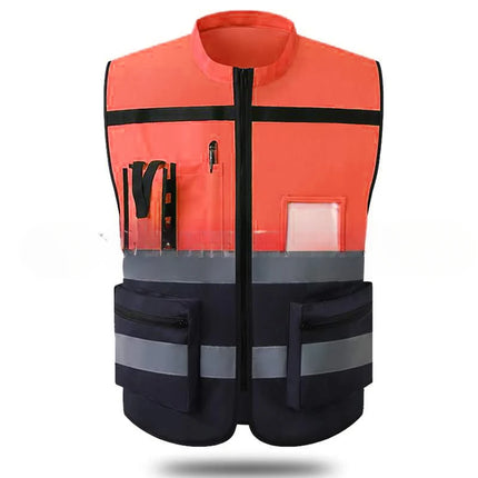 High Brightness Strip Safety protective clothing Breathable Workwear Multi Pocket Protective Clothing Safety For Night Running B
