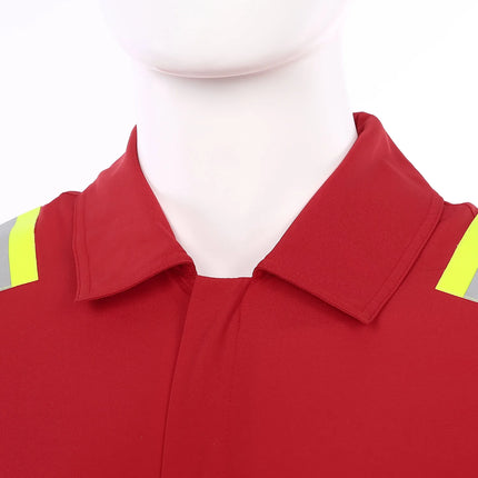 Mens Coveralls High Visibility Reflective Stripes Overalls Turn-Down Collar Long Sleeves Zipper Jumpsuits Work Mechanic Uniform