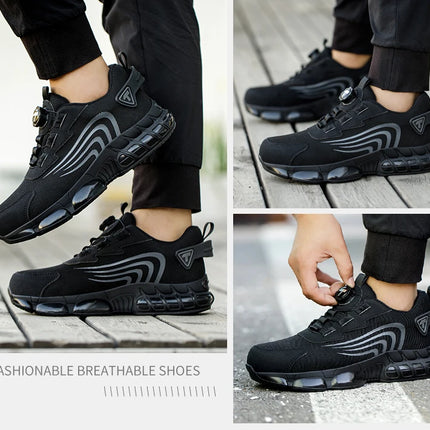 Rotary button new safety shoes for men, anti-impact and anti-piercing work shoes, fashionable men's sports shoes, and safety pro