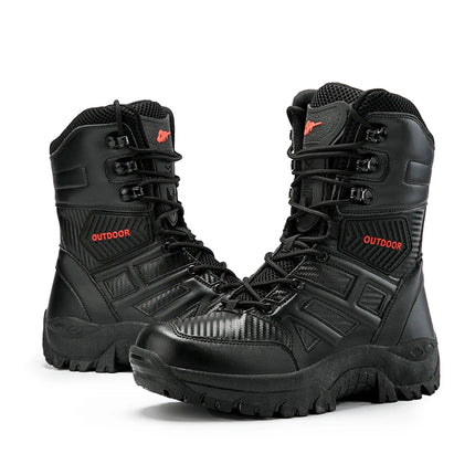 High Quality Men's Brand High-Top Leather Boots Breathable Desert Combat Men's Boots Outdoor Shoes Non-slip Hiking Ankle Boots