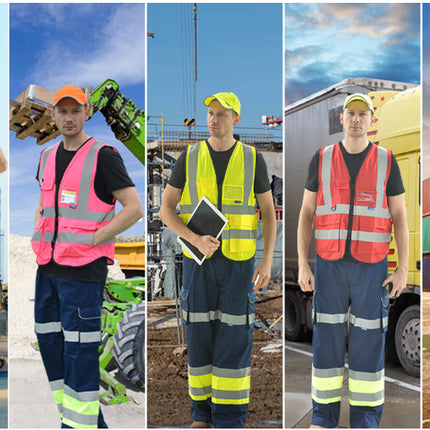 AYKRM 21 Colour （XS-8XL) Hi Vis Viz High Visibility Reflective Zip Pocket Security Waistcoats Jacket Workwear Vests