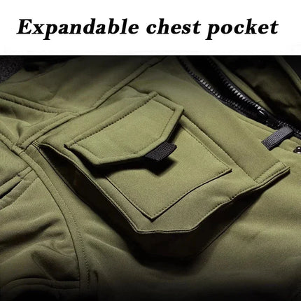 Tactical Shark Men's Soft Shell Jacket Fleece Lined Waterproof Warm Outdoor Combat Coat with Multiple Pockets Windbreaker