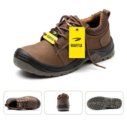 Safety shoes men's leather welding shoes anti-smashing, anti-puncture, non-slip sports Steel toe soft work boots for women-KarWorkwear