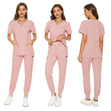 Beauty Salon Women Work Uniforms Plus Size Short-sleeved Health Services Suits Working Suits Summer Fashion Pet Scrubs Costume-KarWorkwear
