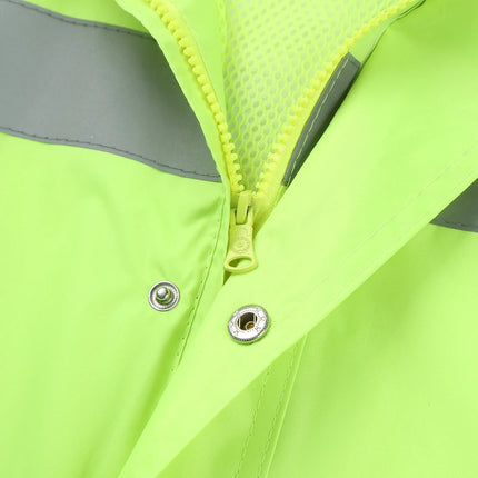 Adult Solid Color Raincoat Long Sleeve Hooded Reflective Stripe Jacket Traffic Office/Firefighter Work Uniform Emergency Poncho-KarWorkwear