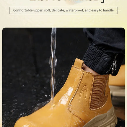 Waterproof Safety Wrok Boots For Men Steel Toe Cap Lightweight Indestructible Industry Chelsea Boots Puncture-Proof Footwear-KarWorkwear