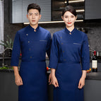 navy jacket apron / L