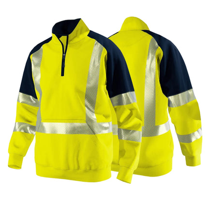 Men's High Visibility Work Clothing Safety Sweatshirt for Outdoor Construction Site Security Pullover Hoodie Hi Vis Workwear