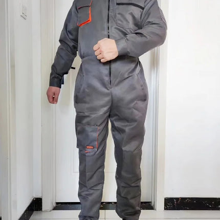 Men Long Sleeve Cargo Overalls Bib Pants Zipper Pockets Rompers Jumpsuit Fashion Labor Casual Coveralls Plus Size S-4xl