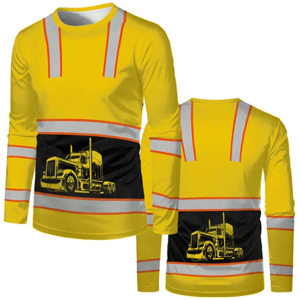 Construction worker workwear, classic loose round-neck T-shirt, long-sleeved shirt, comfortable breathable workwear