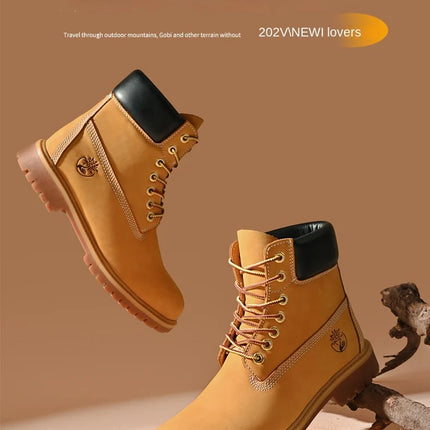 Boots Men High Top Boots High Quality Women Leather Shoes Fashion Outdoor Sneakers Men Lace Up Non-Slip Ankle Boots for Couple