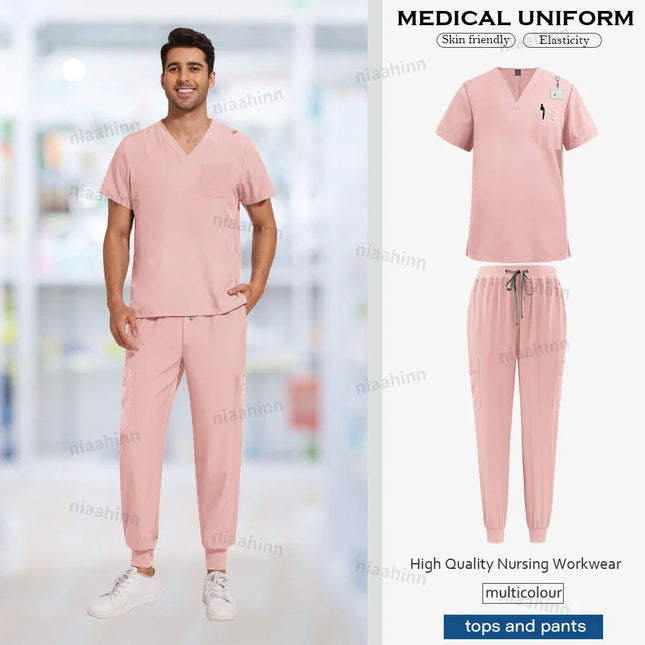 Wholesale Price Medical Scrubs Women Men Multicolour Scrub Top+pants Suit Short Sleeved Nursing Joggers Scrub Veterinary Uniform-KarWorkwear
