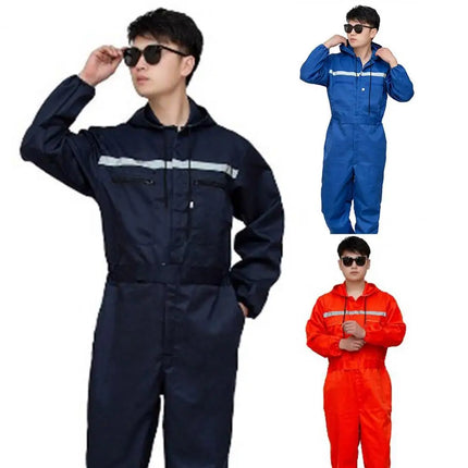 Men's Work Coveralls Safety Worker Clothing with Reflective Strips 5XL Uniforms Car Repair Overalls 100% Polyester-KarWorkwear