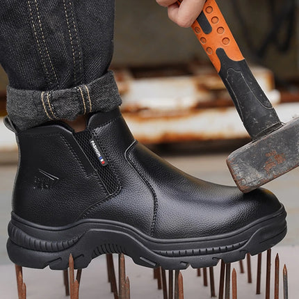 2023 Quality Leather Boots Men Safety Shoes Waterproof Work Boots Safety Steel Toe Shoes Men Puncture-Proof Indestructible Shoes-KarWorkwear